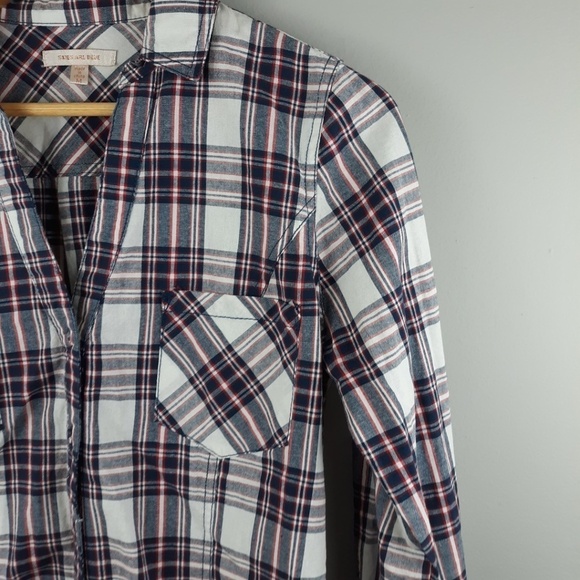 Stitch Fix Skies are Blue Blouse Plaid Button Front  Shirt Long Sleeve Medium - Picture 2 of 4